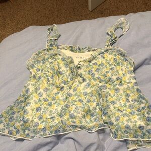 Wild Fable Floral Blue and Yellow Blouse